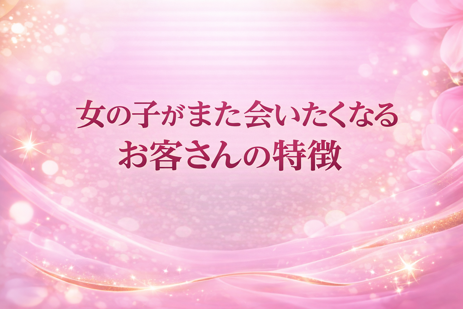 女の子がまた会いたくなるお客さんの特徴