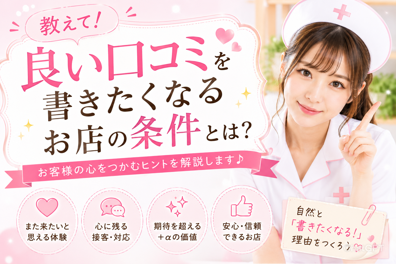 教えて「良い口コミを書きたくなるお店の条件」とは？